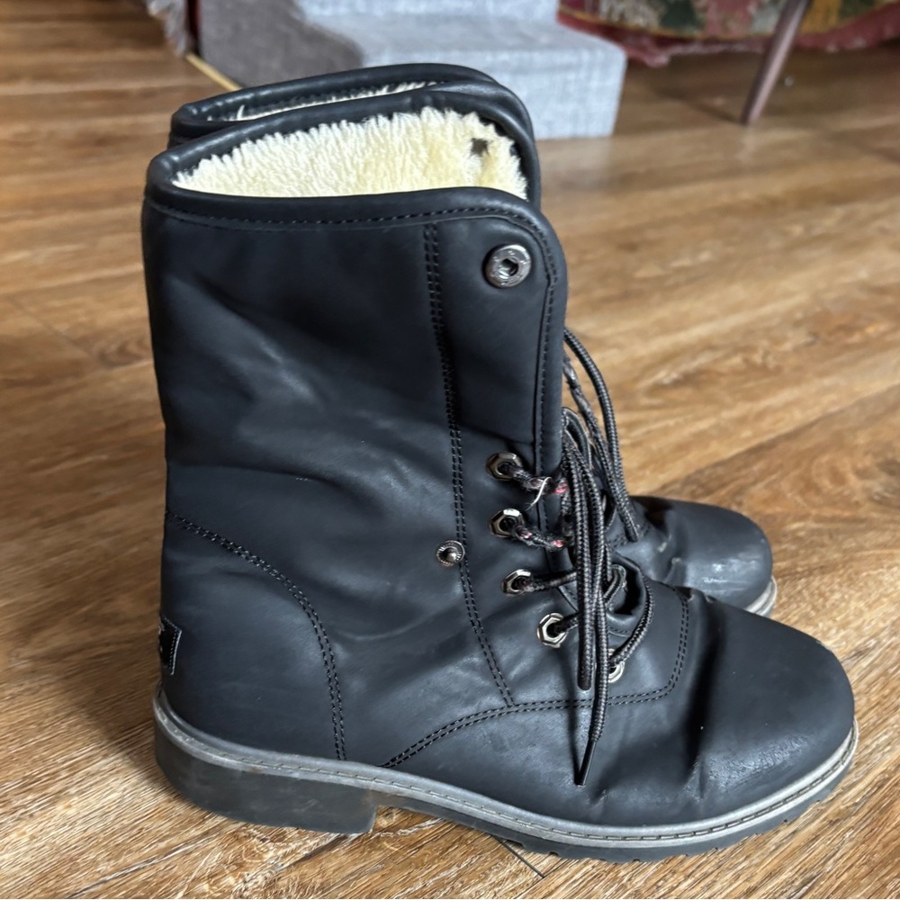 UGG Sherpa Lined Lace Up Combat Boots
